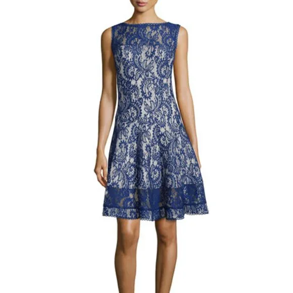 tadashi shoji lace fit and flare dress Zera Fit-and-Flare Midi Dress-WH/PL – Tadashi Shoji Official Online Boutique